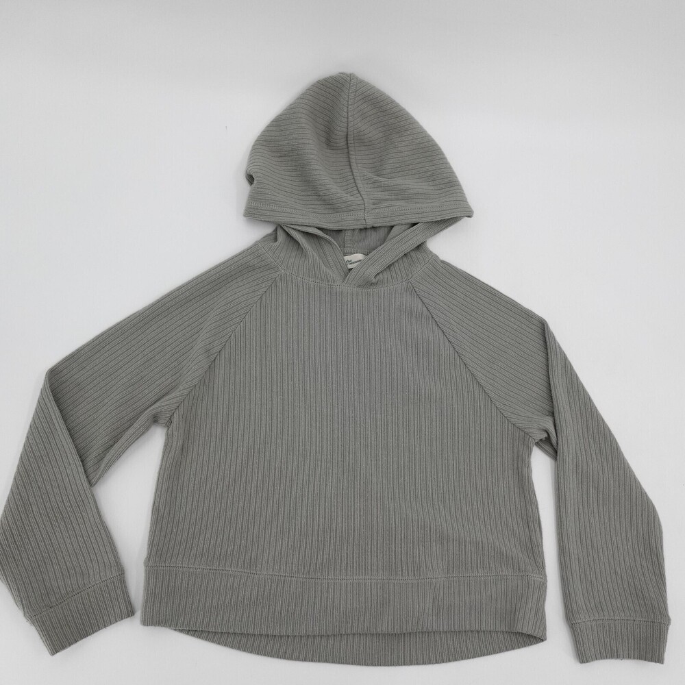 The Commons Hoodie Womens Small Green Ribbed Knit Long Sleeve Stretch Pullover